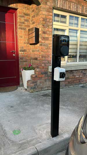 EV Charger on-post-in-hard-landscaping