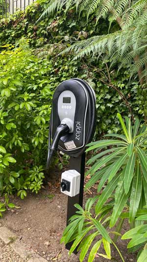 EV Charger on-post-in-soft-landscaping